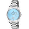 Sky Blue Dial & Silver Chain Watch For Women