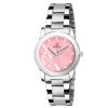 Pink Dial & Silver Chain Watch For Women
